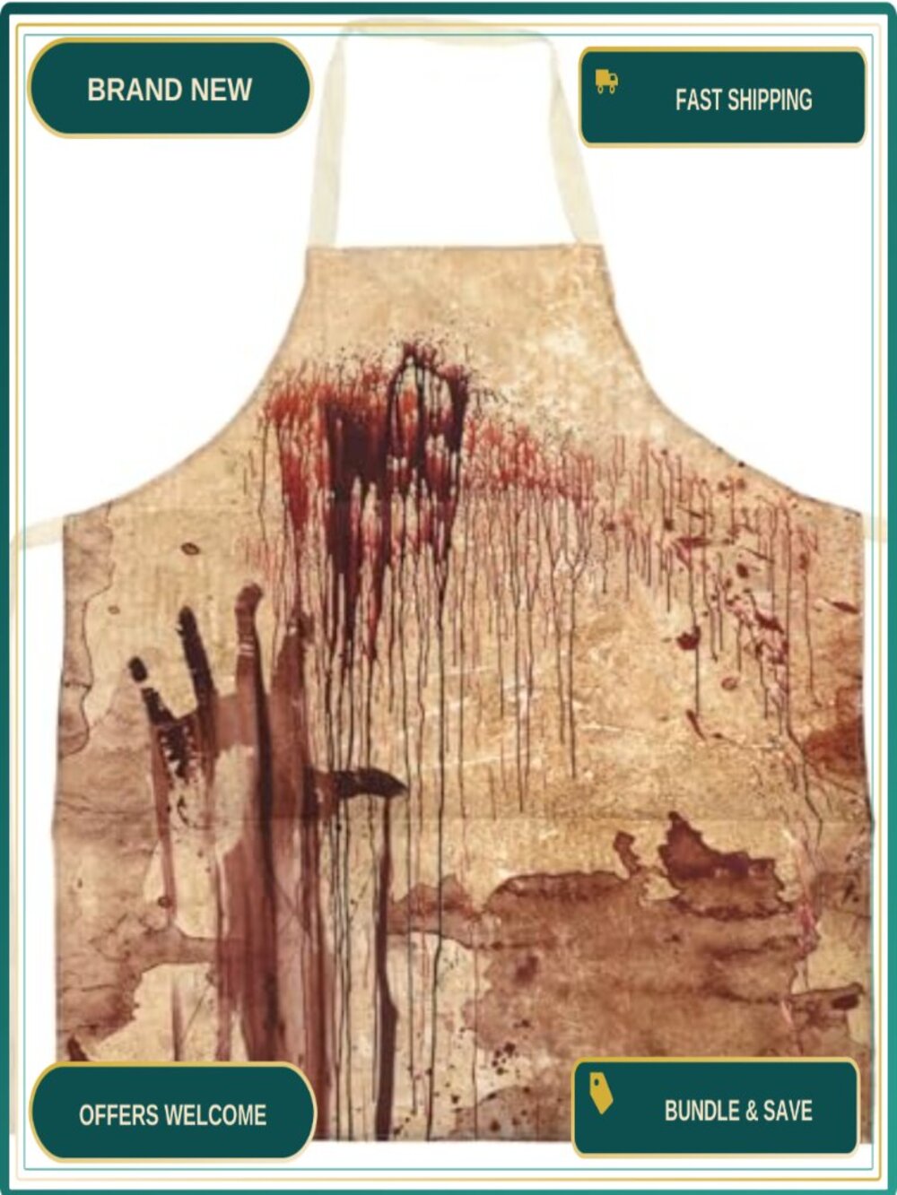 Bloody Apron Butcher Costume Prop Adult Halloween Party Scary